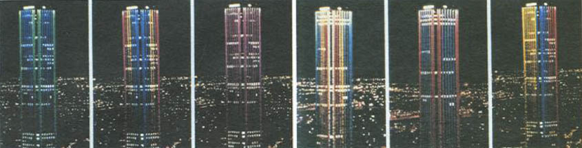 Цветодинамическое освещение 48-этажной башни Banco Colpatria