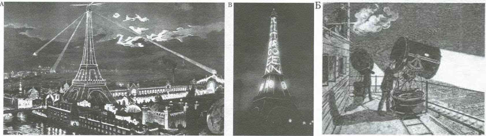 Первые установки электрического освещения Эйфелевой башни